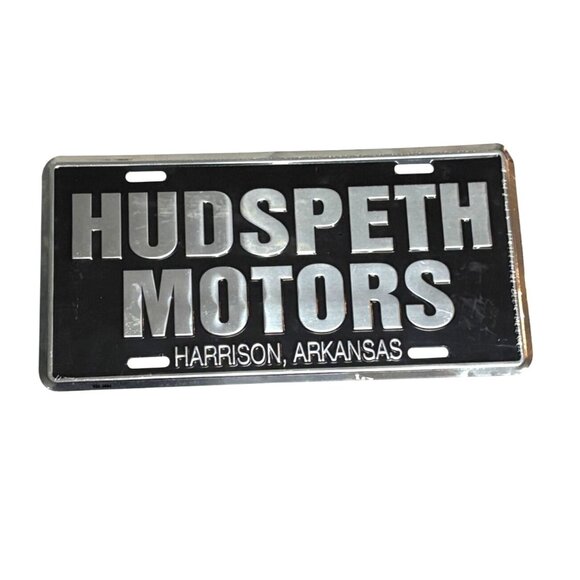 Hudspeth Motors Metal License Plate Sign Harrison Arkansas Man Cave Automotive - Picture 1 of 3